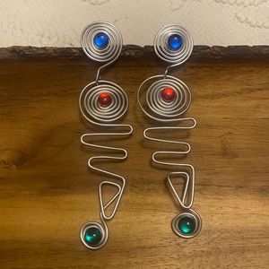 Retro Jewelled Dangle Earrings